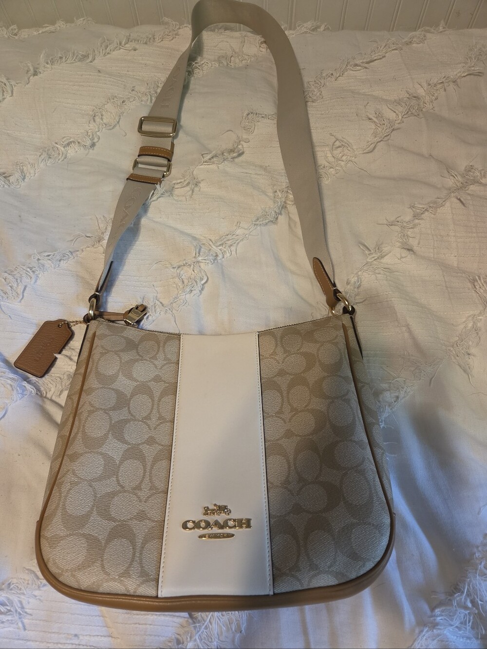 Coach Beige and Chalk Signature Crossbody Bag